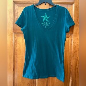 Nollie Deep Teal V-Neck Short Sleeve Top
